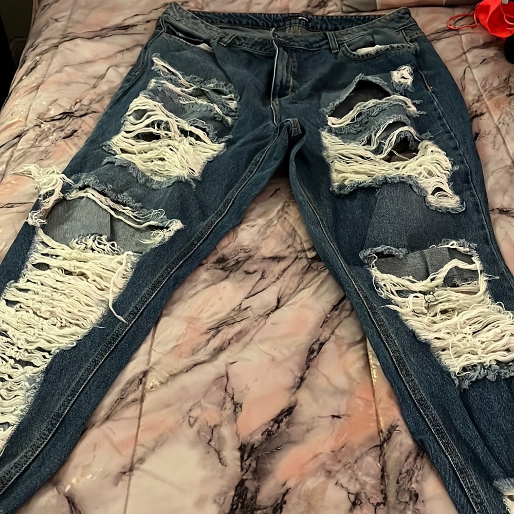 Extremely ripped boyfriend jeans